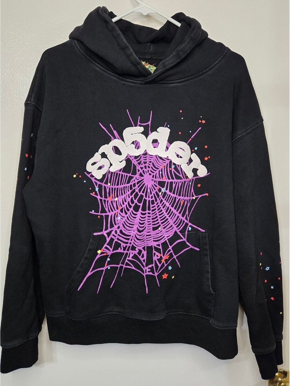 Sp5der Spider Worldwide Black Purple Web Hoodie Pullover Men's XL